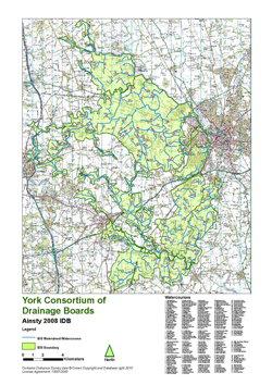 Ainsty district map marked with drainage boundaries