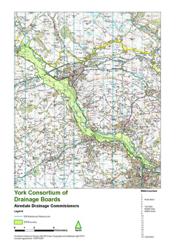 Airedale district map marked with drainage boundaries