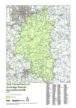 Ainsty district map marked with drainage boundaries