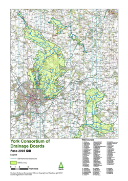 Foss district map marked with drainage boundaries